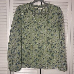 Lucky Brand Green Floral Blouse